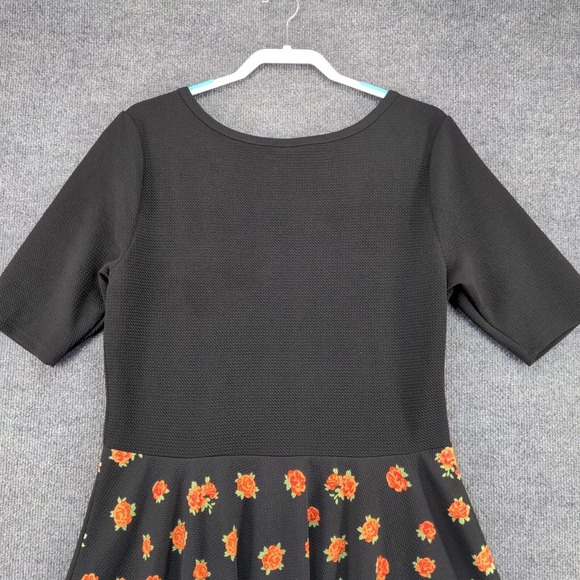 LuLaRoe Women's A-Line Dress Black 3XL Short Sleeve Floral Print Scoop Neck - Picture 6 of 12